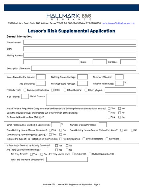 Lessors Risk Supplemental Application: A Comprehensive Guide