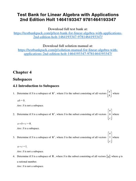 Linear Algebra With Applications 2nd Edition By Jeffrey Holt