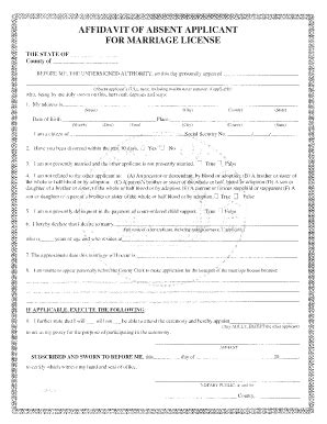 Marriage License Affidavit For Absent Applicant