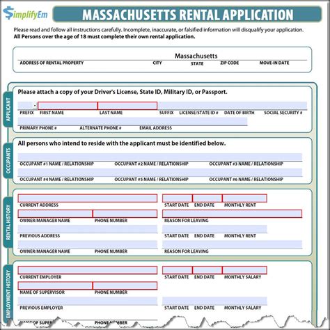 Massachusetts Rental Application Form Pdf Download