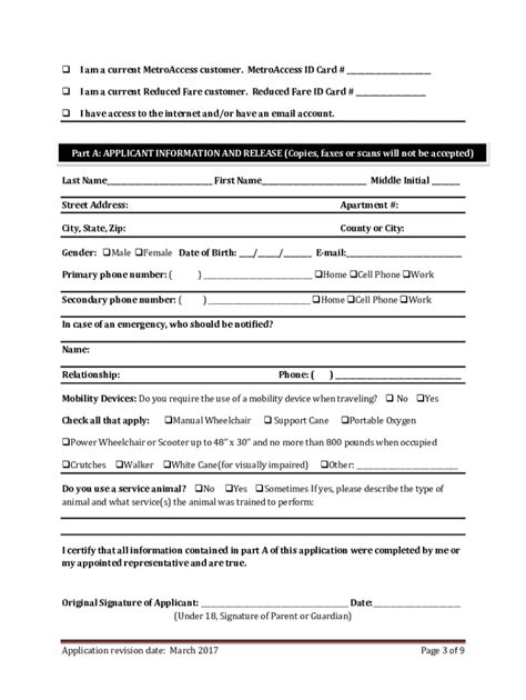 Metro Lift Application Form: Easy Ride For Seniors