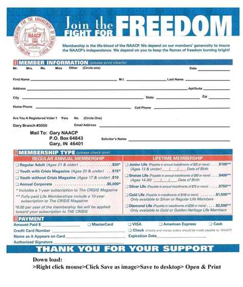 Naacp Membership Application Form Download