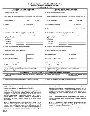 Nj Marriage License Application Form Guide