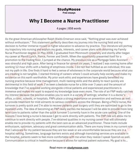 Nurse Practitioner Application Essay Examples For Success