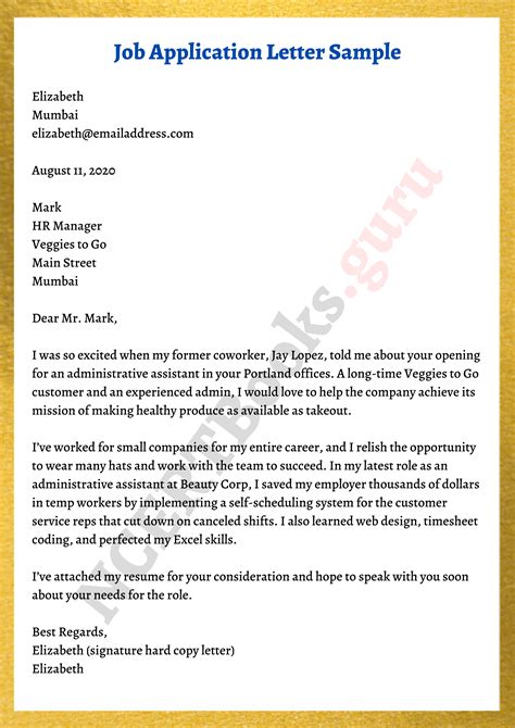 Principal Job Application Letter Sample And Writing Guide