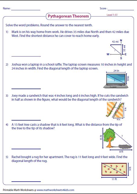 Pythagorean Theorem Applications Worksheet For Math Mastery