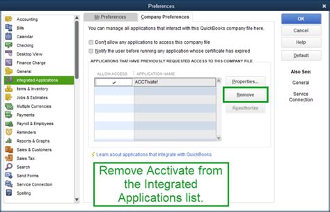 Quickbooks Integrated App Preferences: Simplified Settings