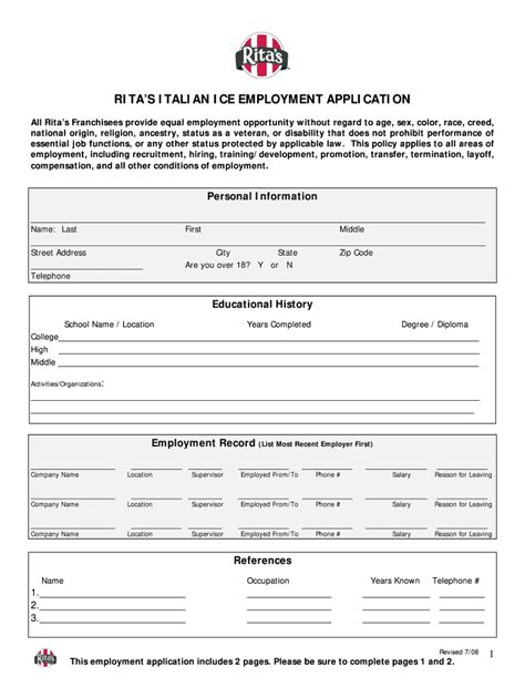 Ritas Italian Ice Job Application Online