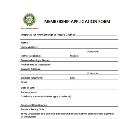 Rotary Membership Application Form: Join The Global Community