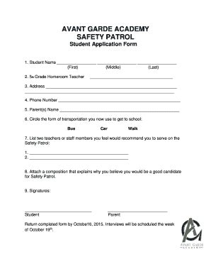 Safety Patrol Application Form And Guidelines