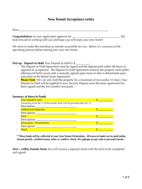 Sample Rental Application Approval Letter Template