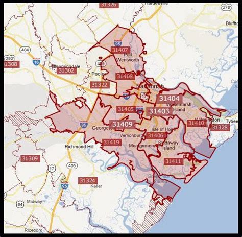 Savannah Georgia Zip Codes List And Maps