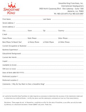 Smoothie King Job Application Pdf Download