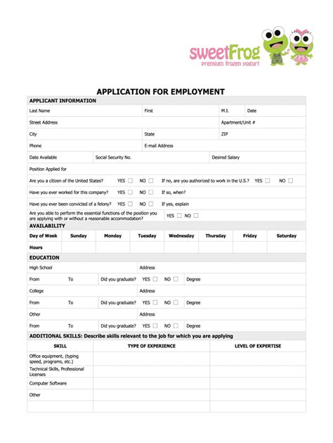 Sweetfrog Employment Application: Apply Now