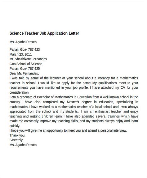 Teaching Job Application Letter Pdf Template