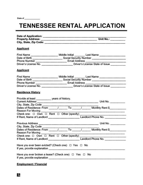 Tennessee Rental Application Form: A Step-By-Step Guide