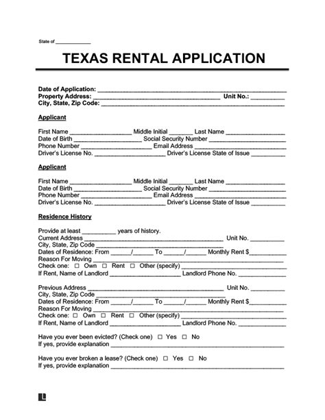 Texas Lease Application Form: Free Download And Guide