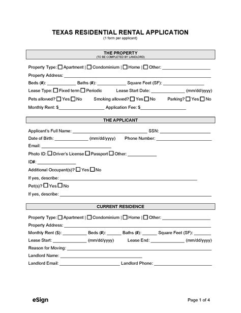 Texas Rental Application Form Pdf Download Guide