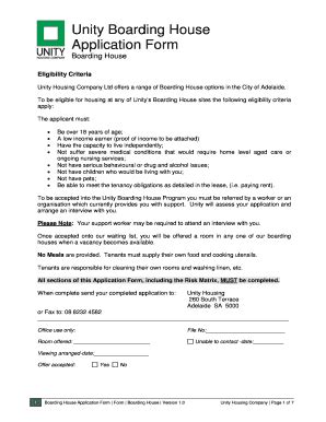 Unity Housing Application Guide