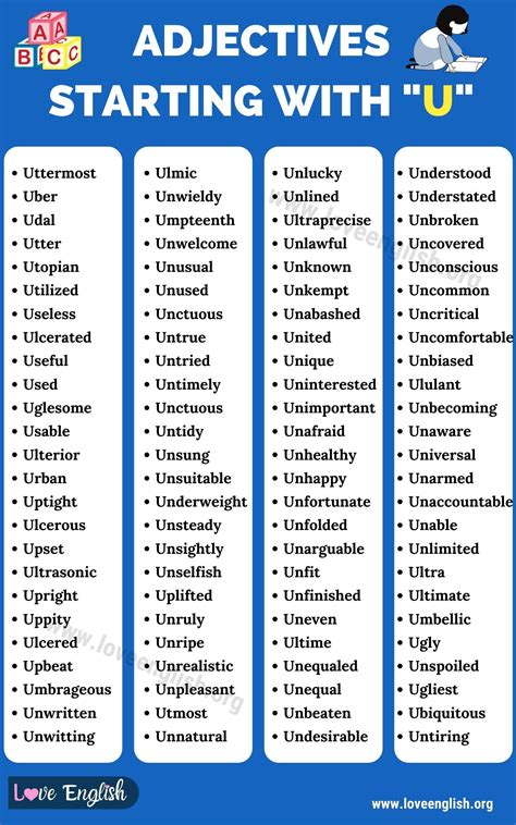 Unlocking U: A List Of Useful Adjectives Starting With U