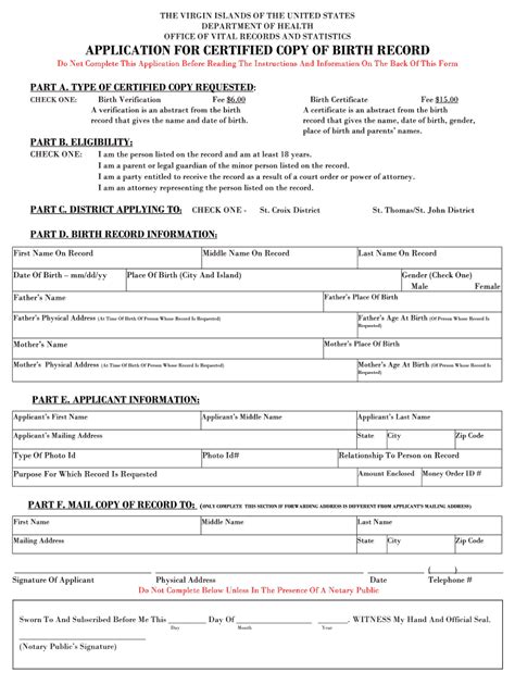 Usvi Birth Certificate Application Guide