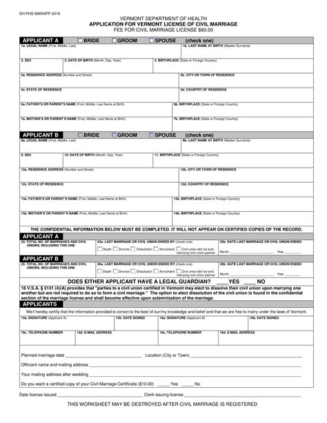 Vermont Marriage License Application Requirements And Process