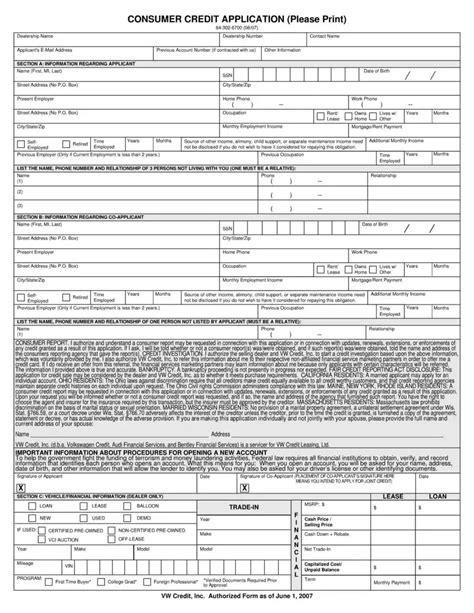 Volkswagen Credit Application Process And Requirements