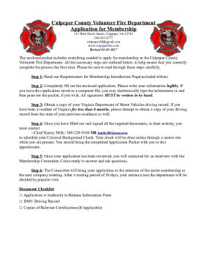 Volunteer Fire Department Application Guide And Requirements