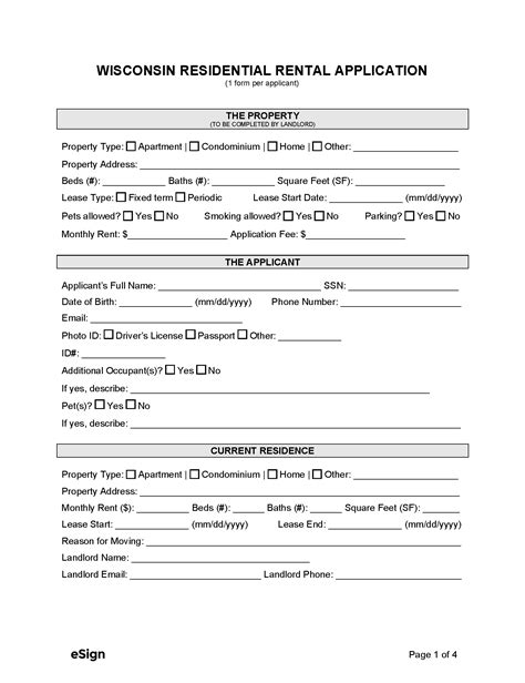 Wisconsin Rental Application Form Guide And Download