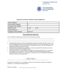 Withdrawing Asylum Application: Declaration Of Intent Explained