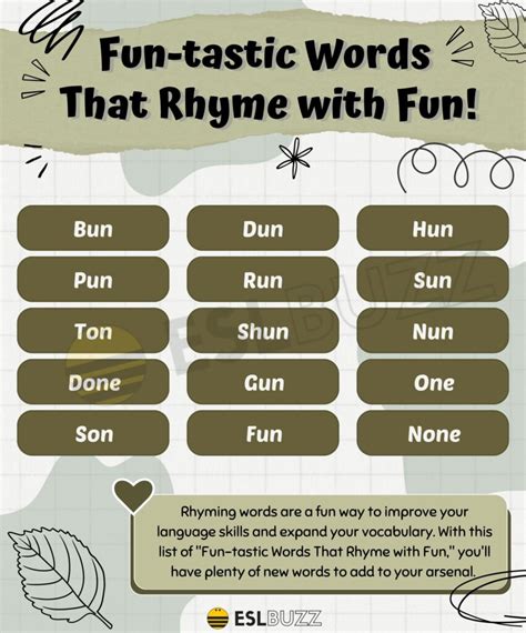 Words That Rhyme With Fun