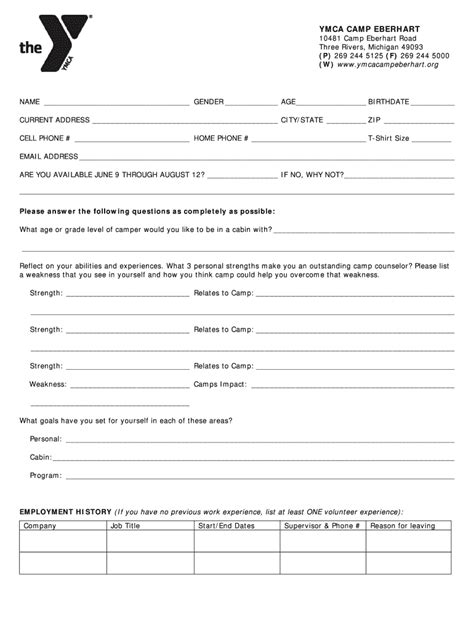 Ymca Employment Application Form Download And Online Submission